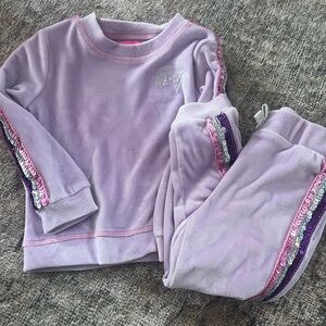 Betsey Johnson Lavender Pajama Set with Sequin Stripes